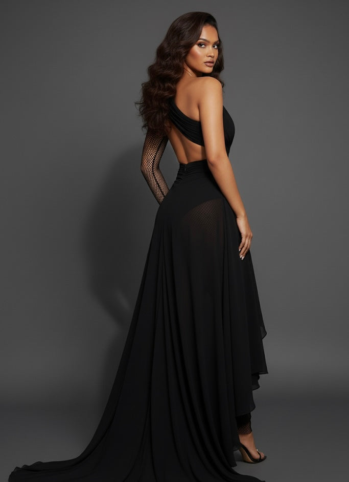 Máximo dress de malla marrón