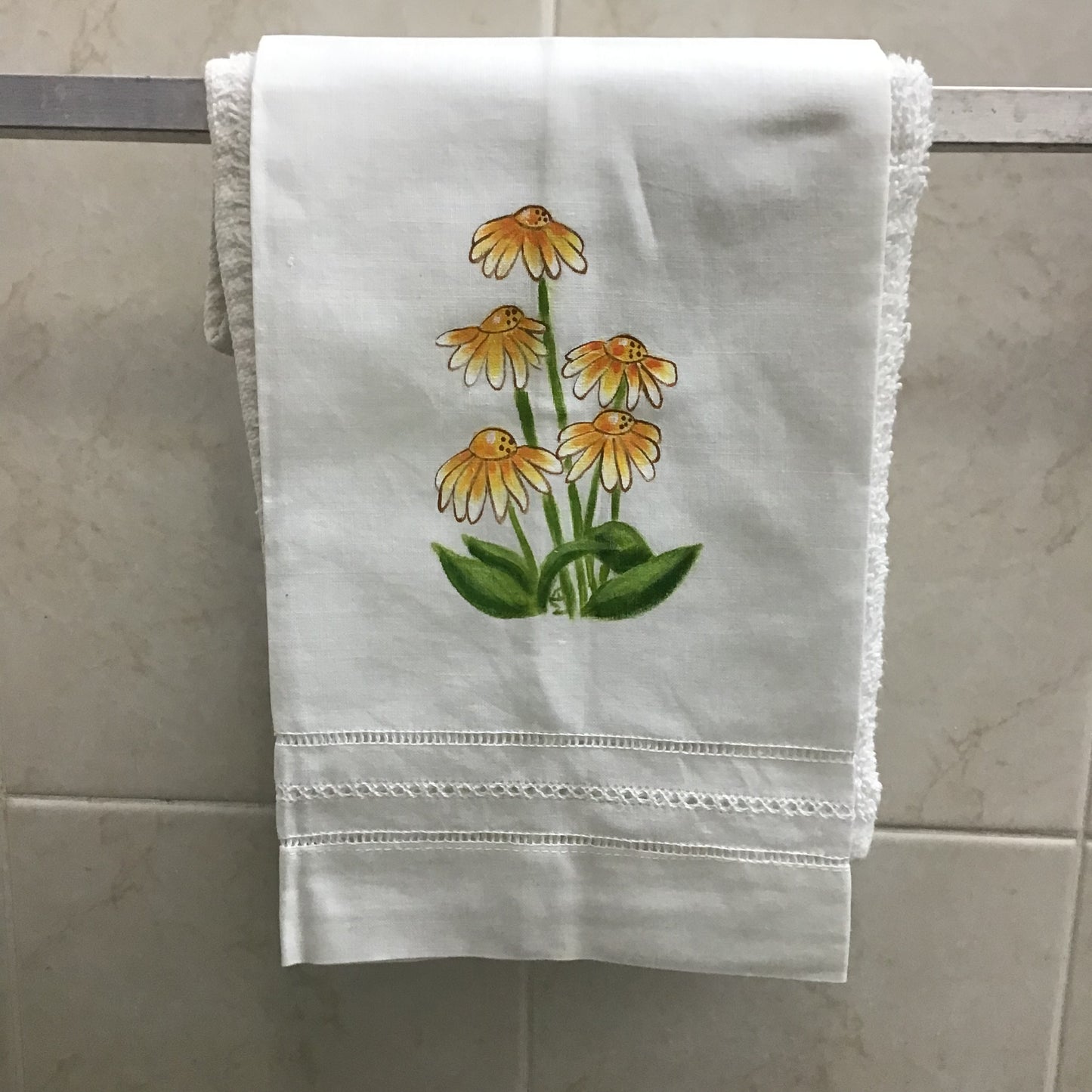 Toallas decorativas para baños pintadas a mano