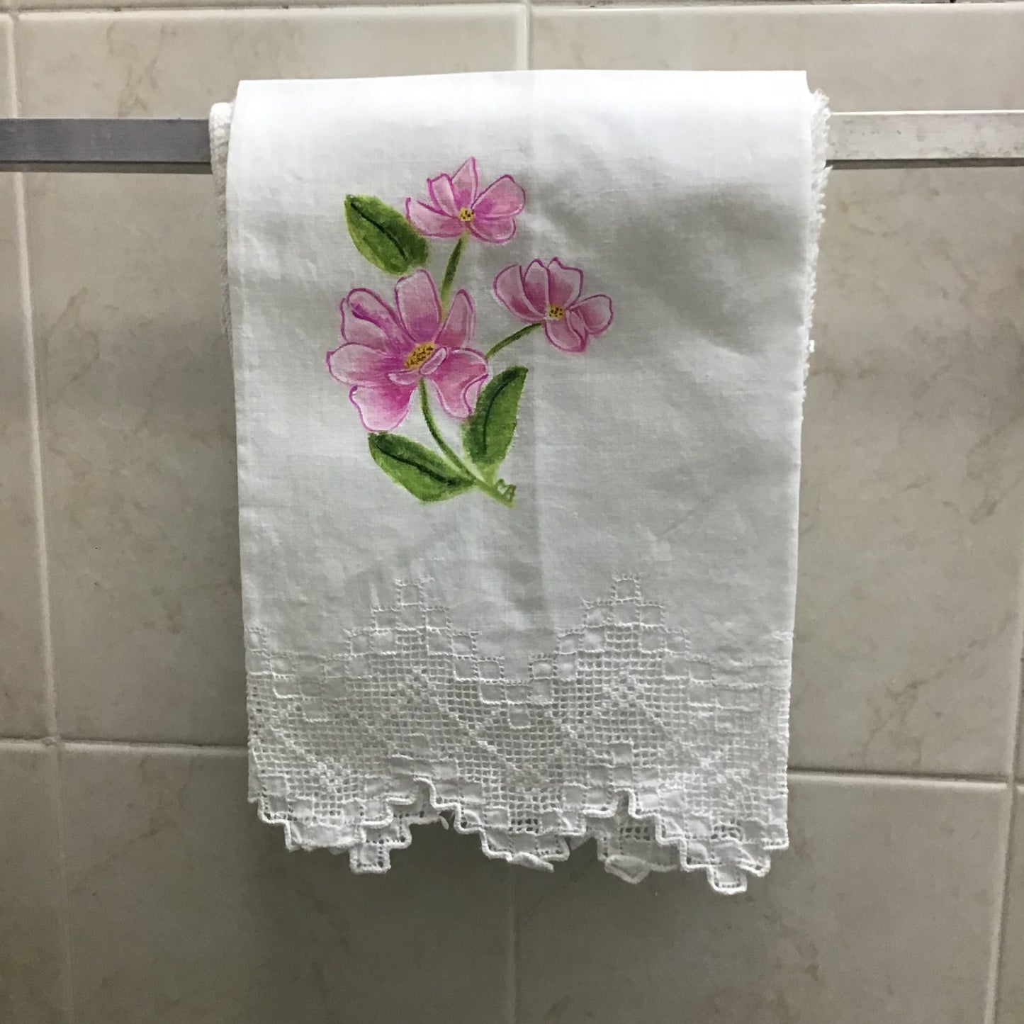 Toallas decorativas para baños pintadas a mano