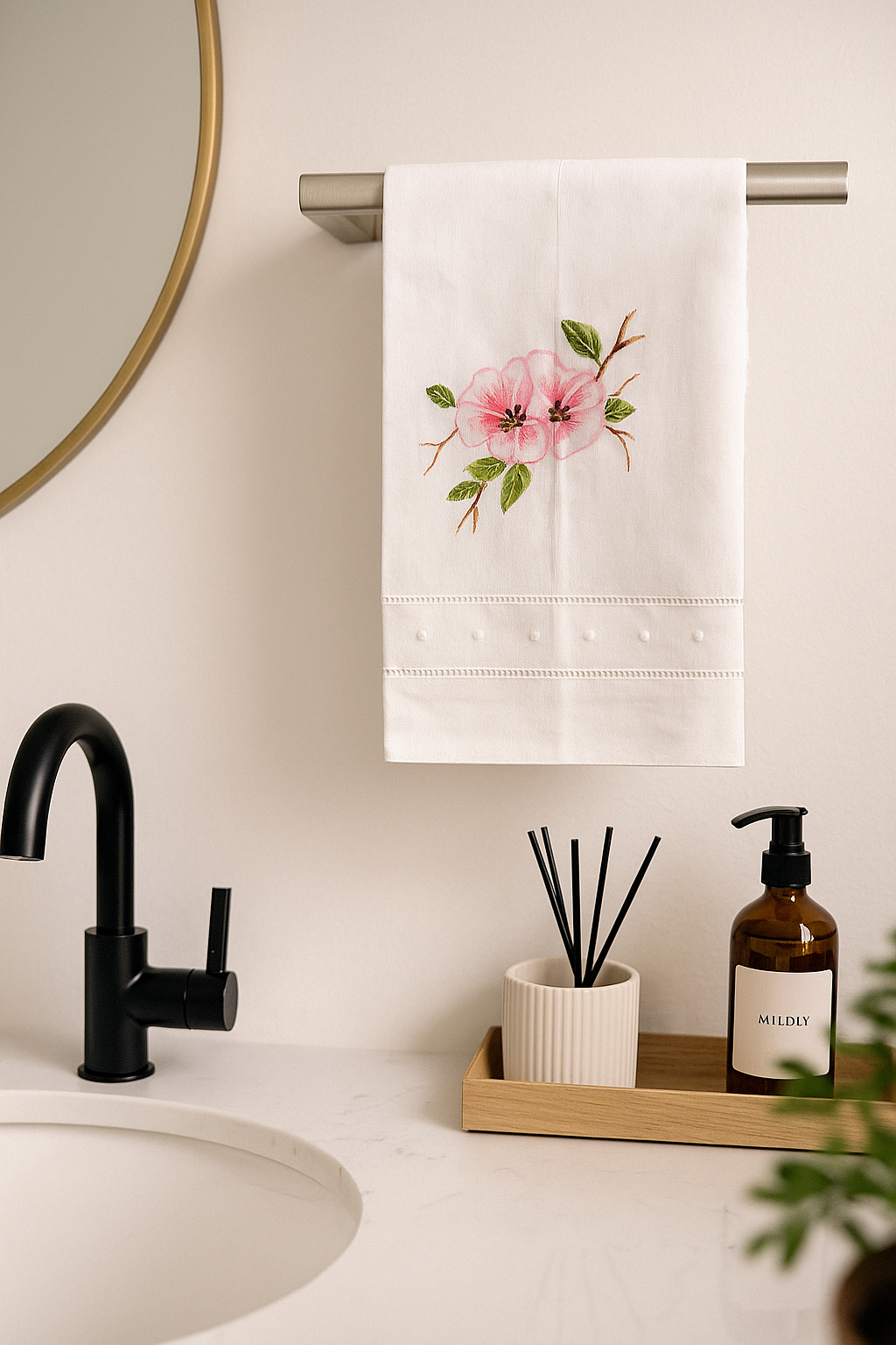 Toallas decorativas para baños pintadas a mano