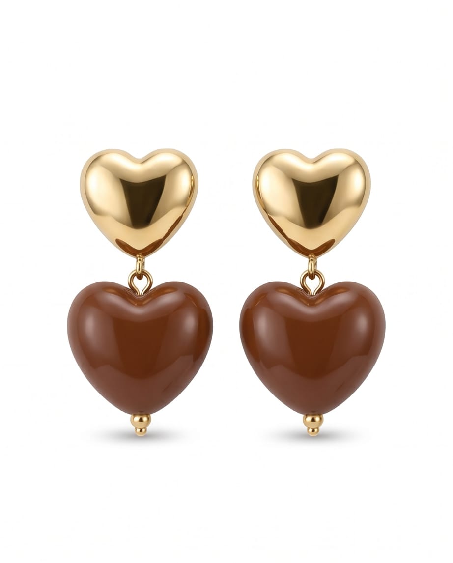 Aretes corazón cacao