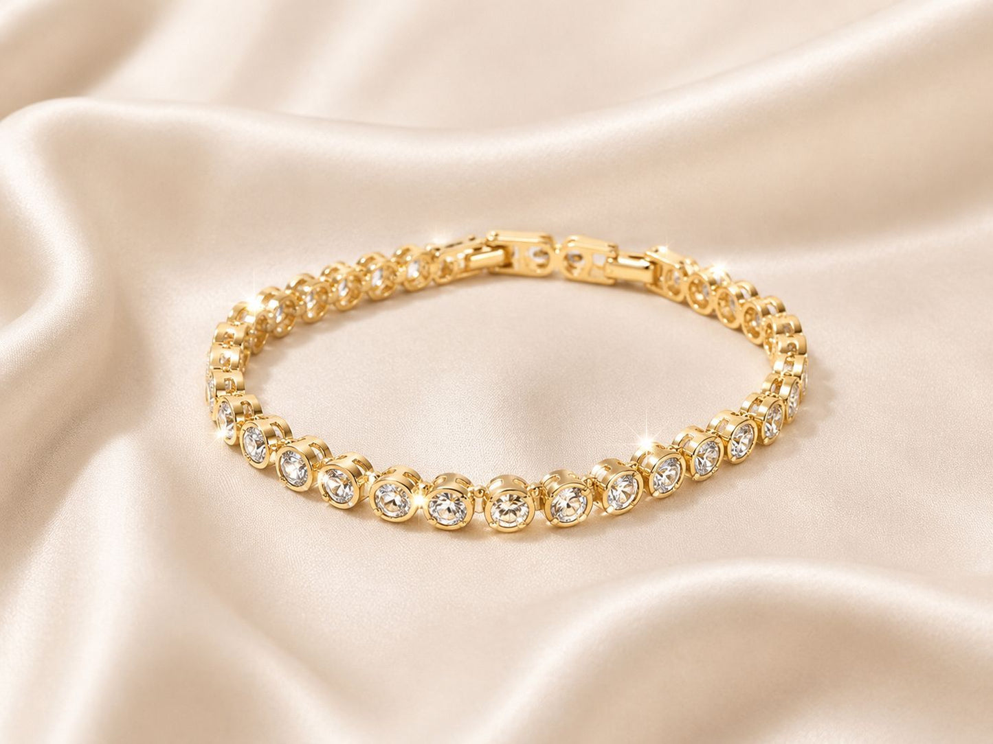 Pulsera Tennis Gold - Acero y rodio