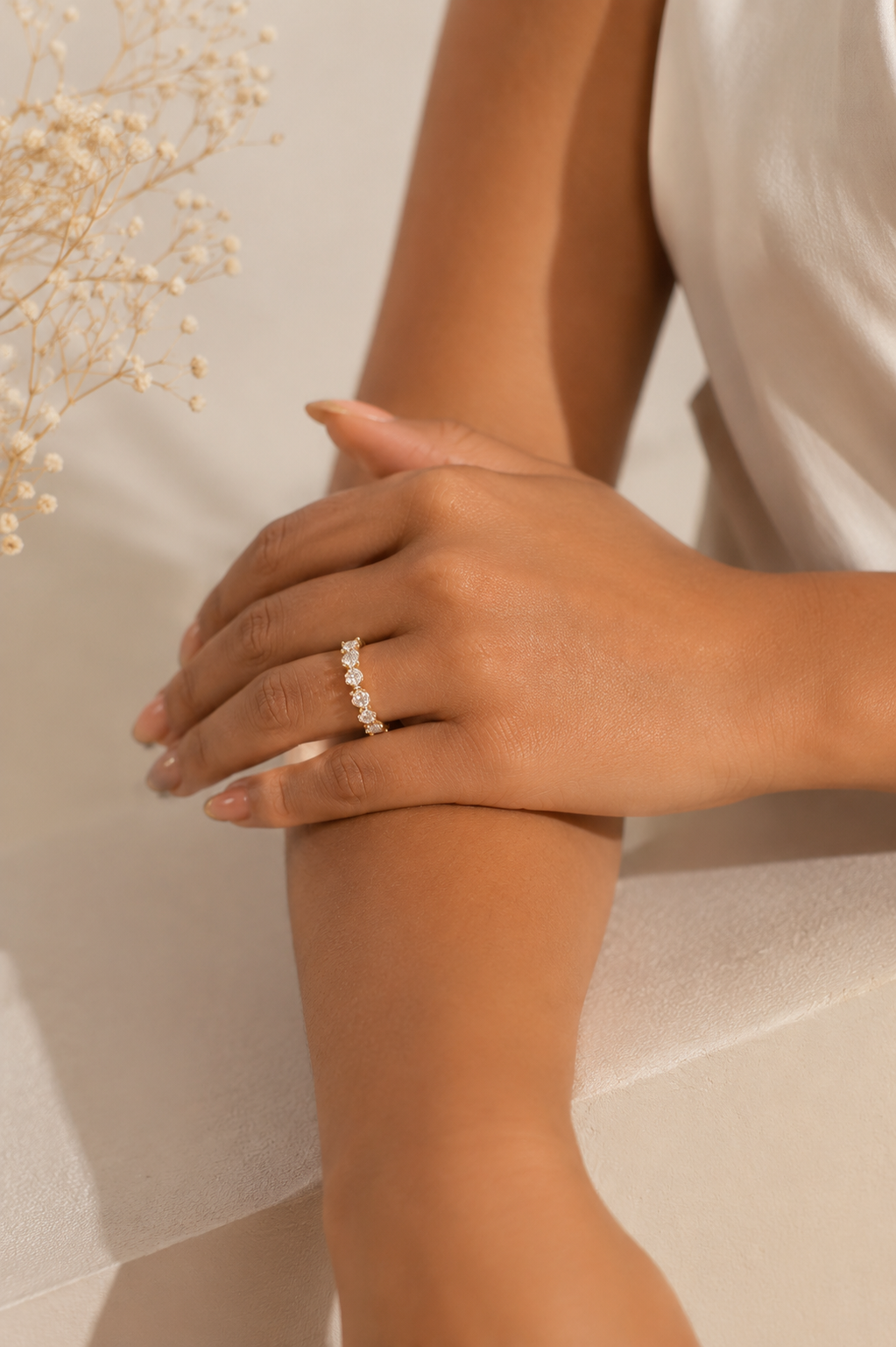 Anillo Eterno Gold Ajustable - acero y rodio