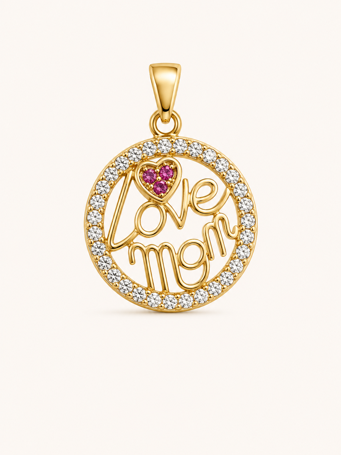Dije circular love mom corazón con circones