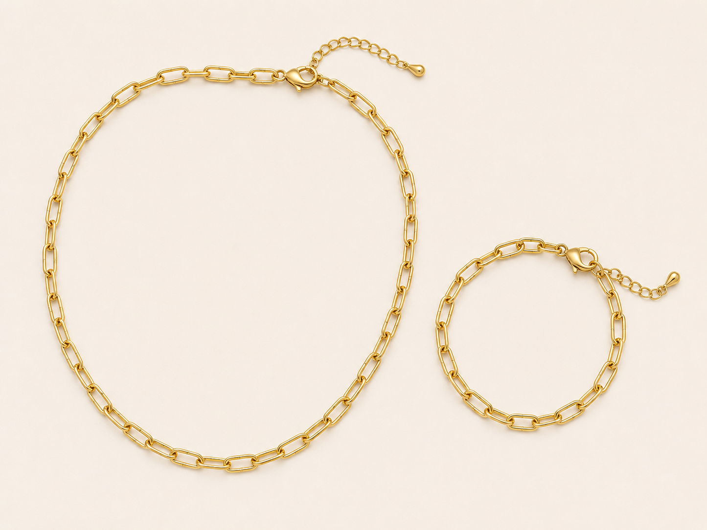 Set de cadena y pulsera paper clip