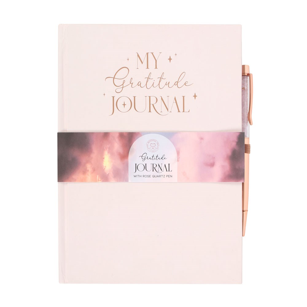 Diario de Gratitud + Bolígrafo Cuarzo Rosa / Gratitude Journal + Rose Quartz Pen