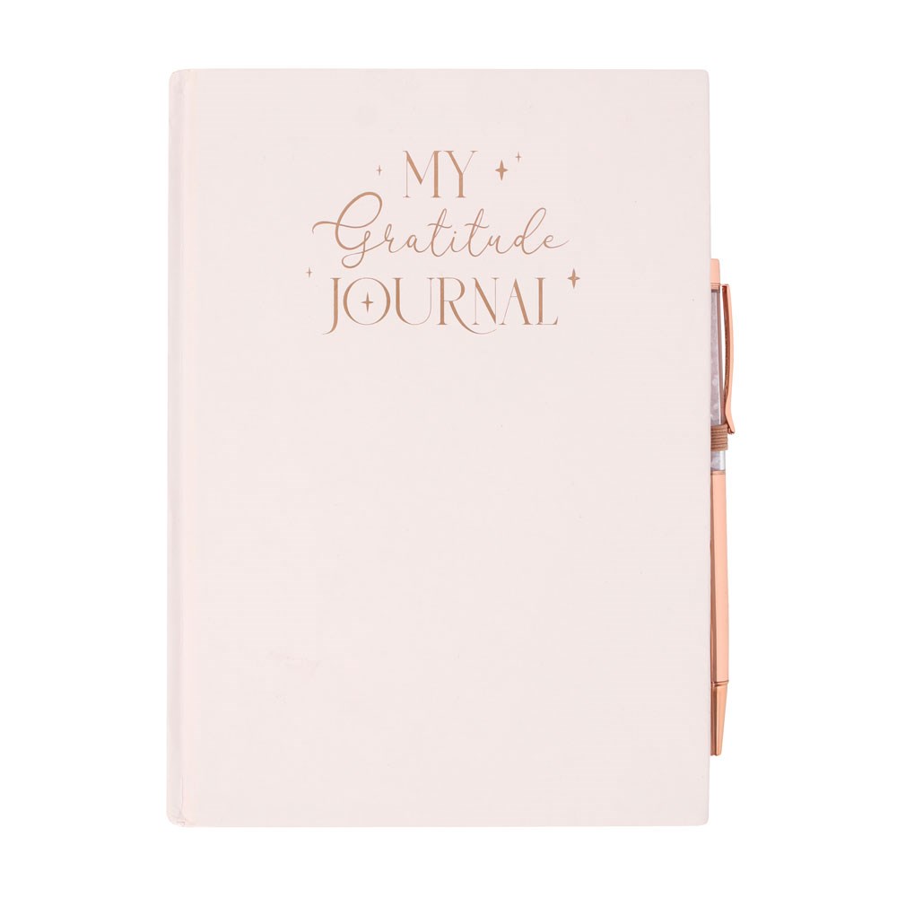 Diario de Gratitud + Bolígrafo Cuarzo Rosa / Gratitude Journal + Rose Quartz Pen