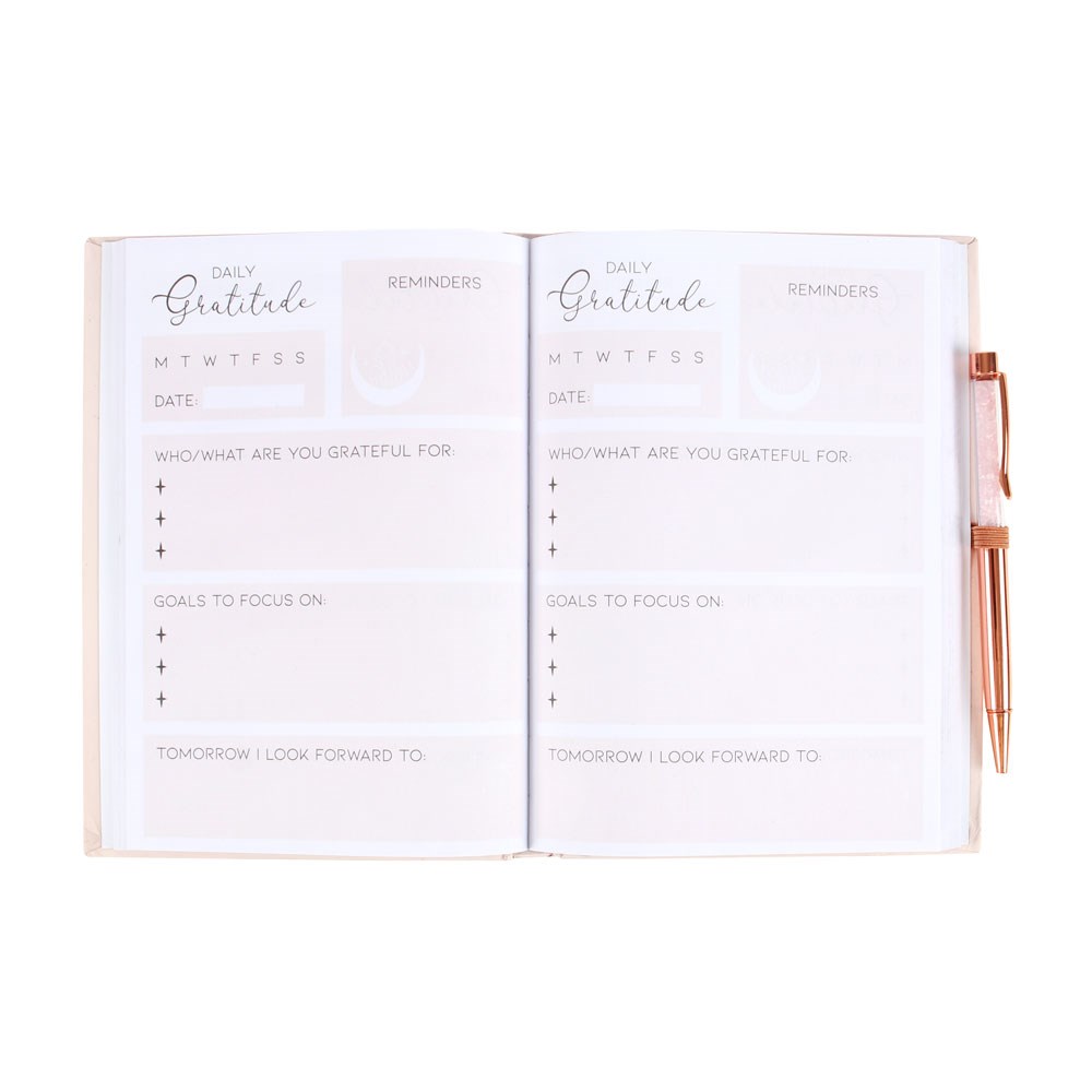 Diario de Gratitud + Bolígrafo Cuarzo Rosa / Gratitude Journal + Rose Quartz Pen