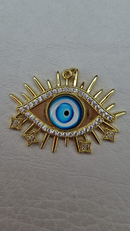 DIJE OJO TURCO PESTAÑAS CON ESTRELLAS Y CIRCONES