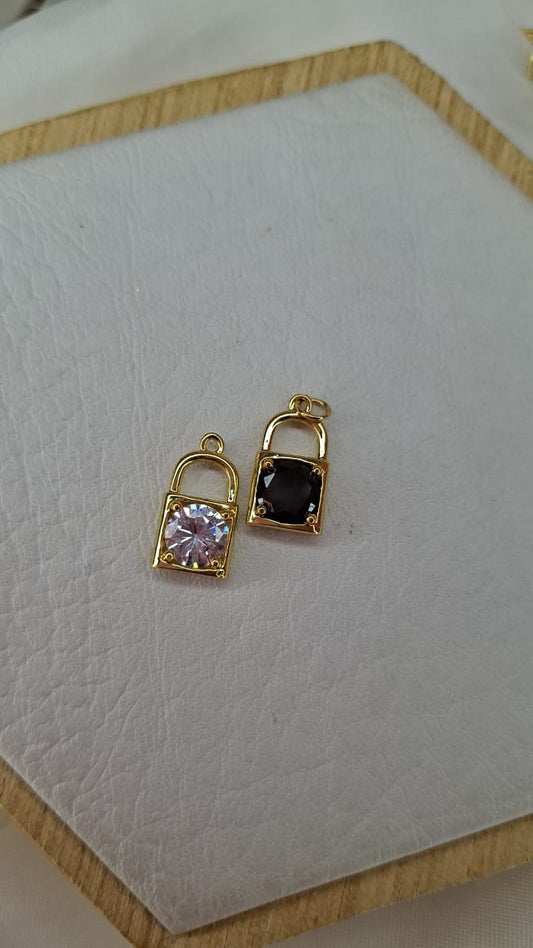 DIJE RODIO CANDADO CON CRISTAL TRANSPARENTE