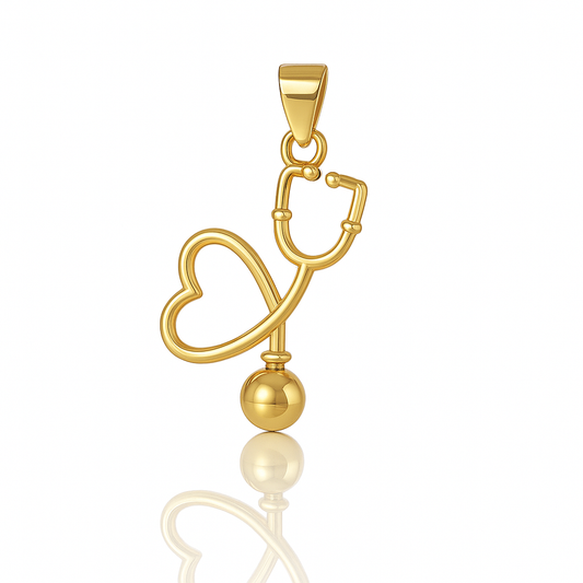 DIJE ESTESTOCOPIO FORMA DE CORAZON DORADO