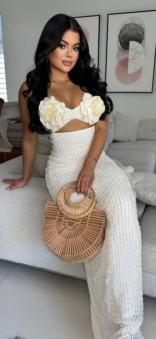 Maxi blanco Flores top