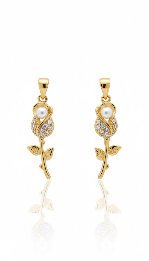 DIJE TULIPAN CON CIRCONES Y UNA PERLA