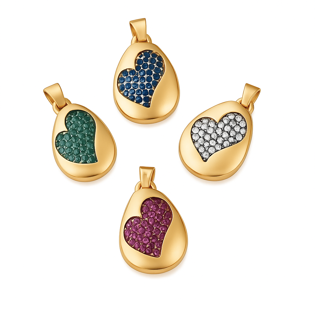 DIJE EN FORMA DE GOTA CON CORAZON EN MEDIO