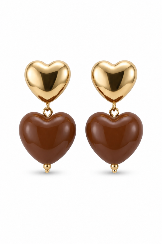 Aretes corazón cacao