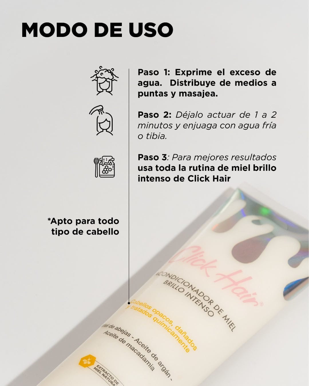 ACONDICION ADOR DE MIEL BRILLO INTENSO DE CLICK HAIR
