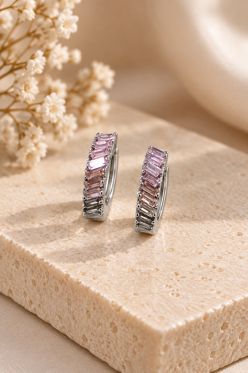 ARETES HUGGIES CON PLATA 925 CON RODIO MJ71