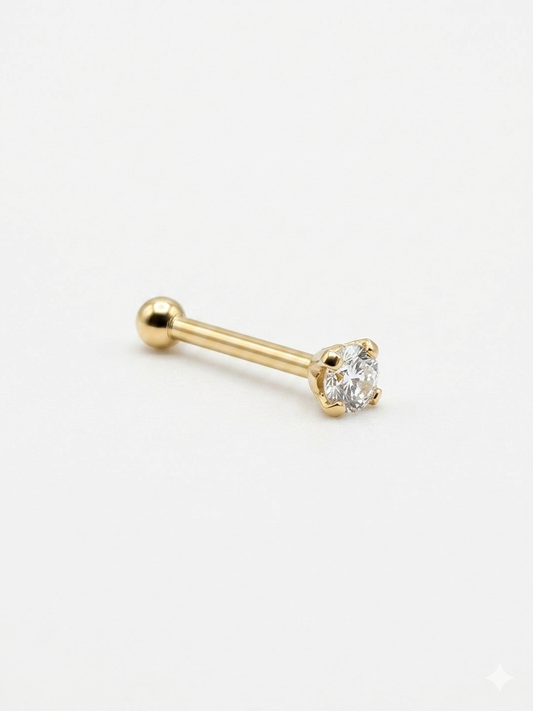 Piercing nariz con cristales S, oro 10K, individual