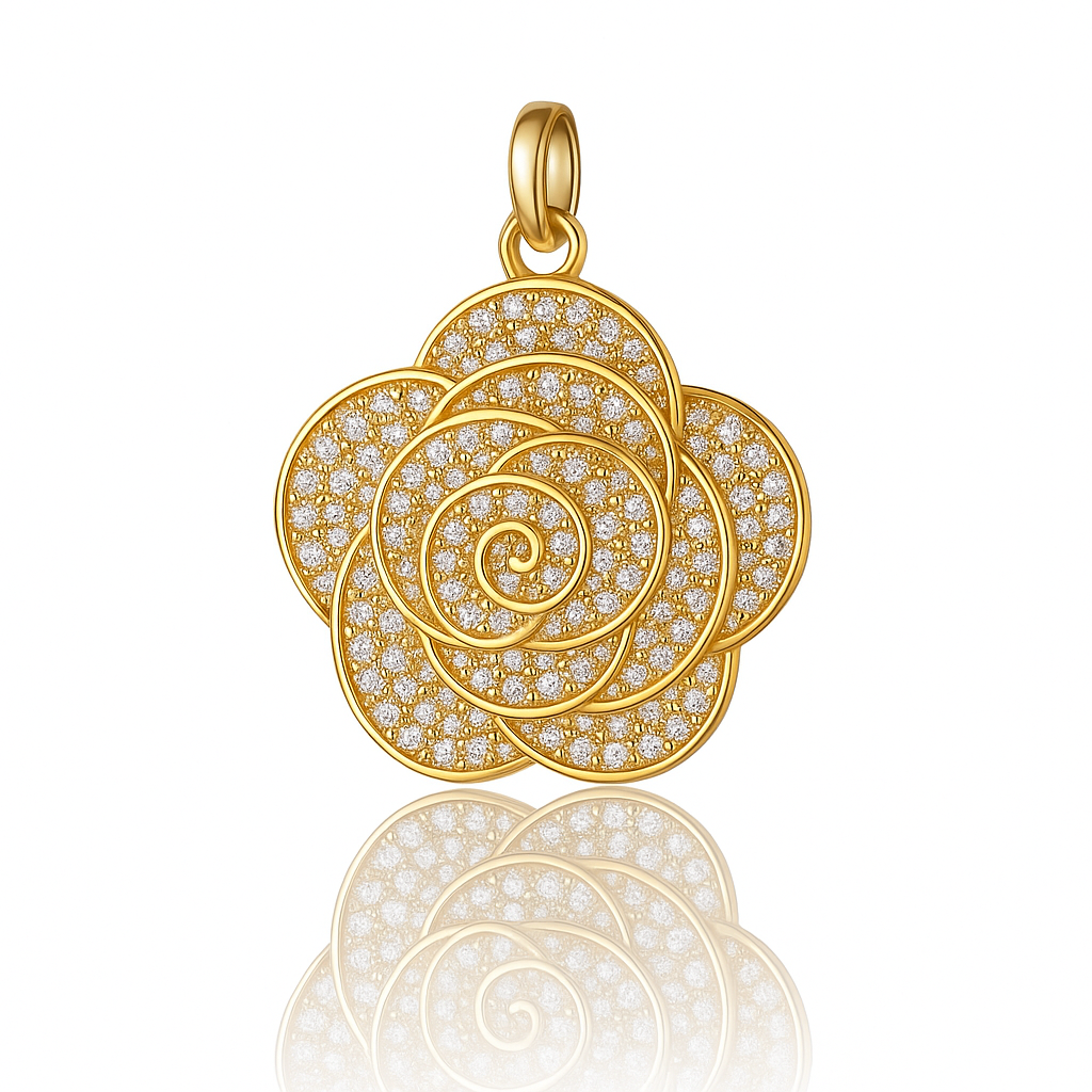 DIJE RODIO ROSA CON BRILLANTES