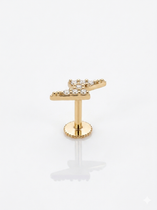 Piercing para orejas 14K con pequeños cristales