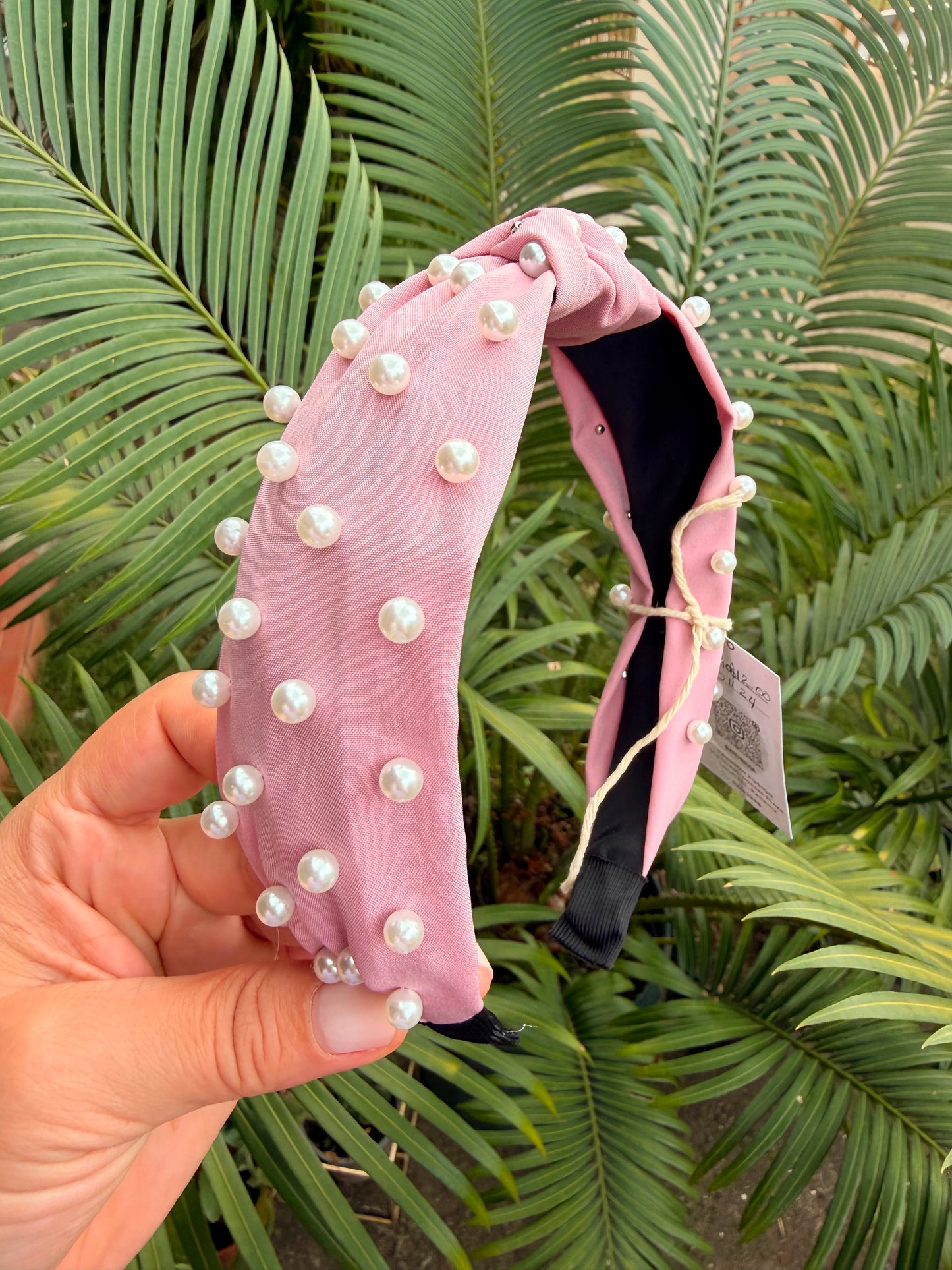 Diadema Rosa con perlas