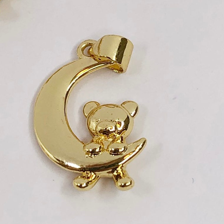 DIJE DE RODIO OSITO CON LUNA