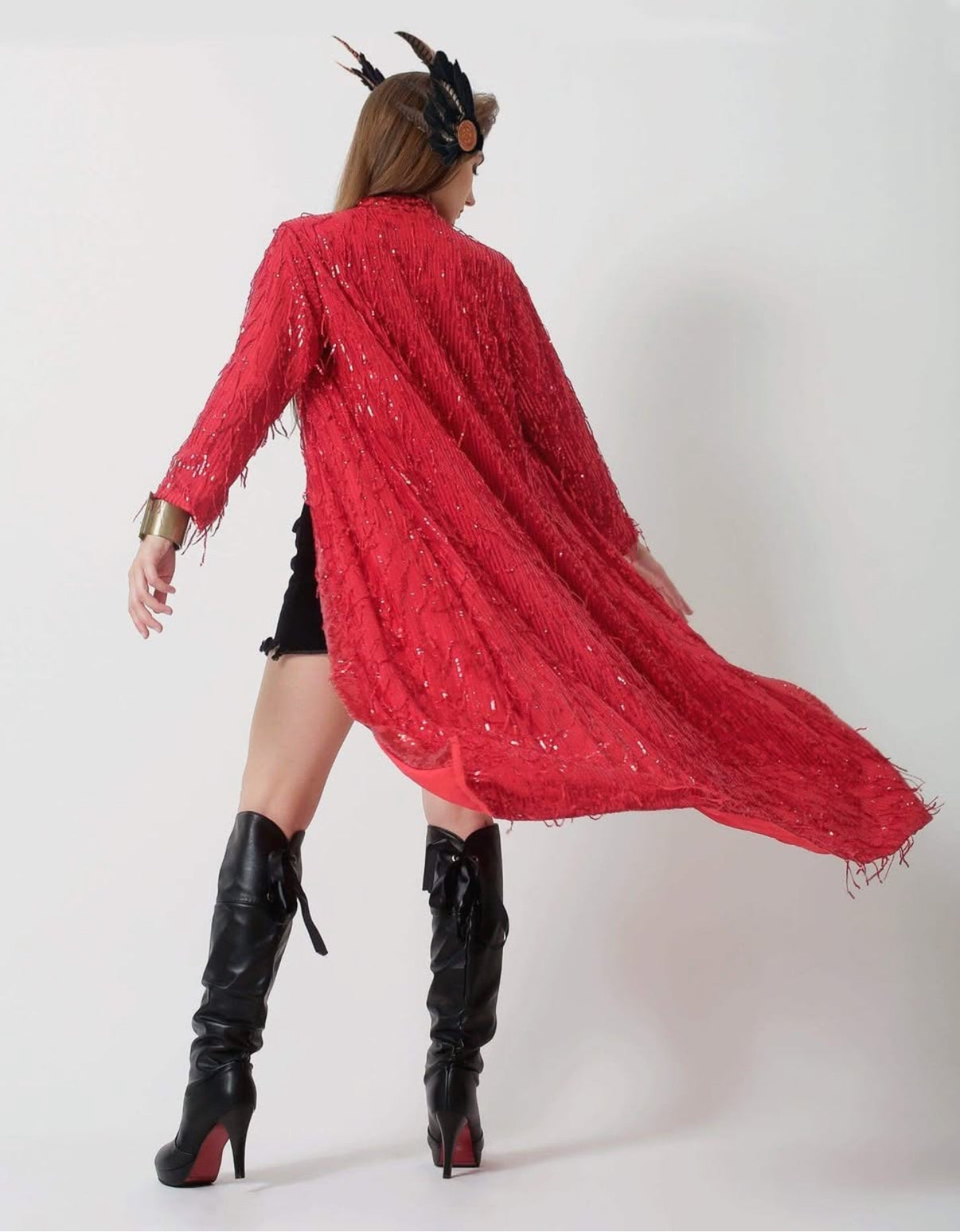 Red Sequin Kimono