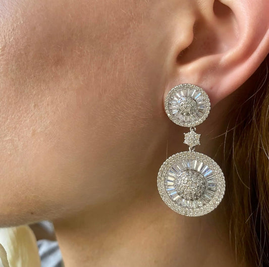Aretes con Vaguette y Zirconia Plateados