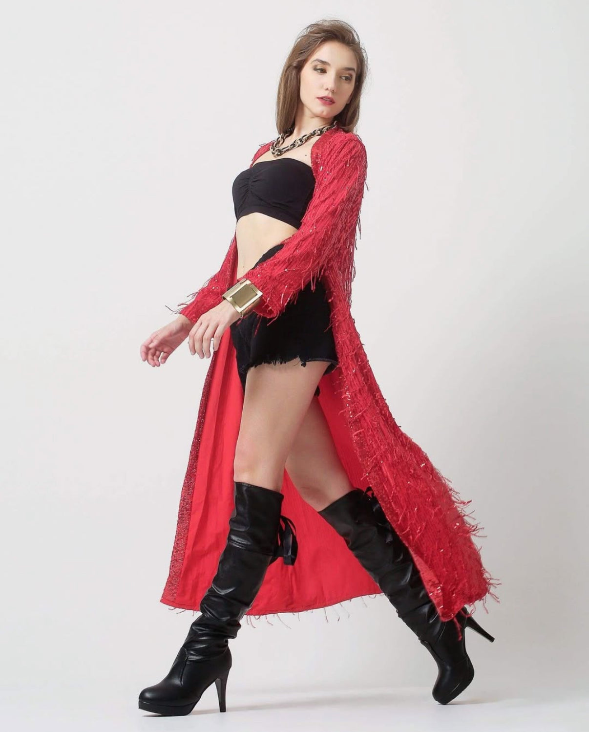 Red Sequin Kimono