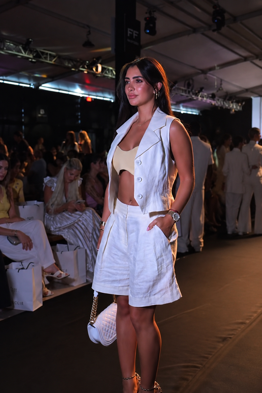 Set short en Lino blanco