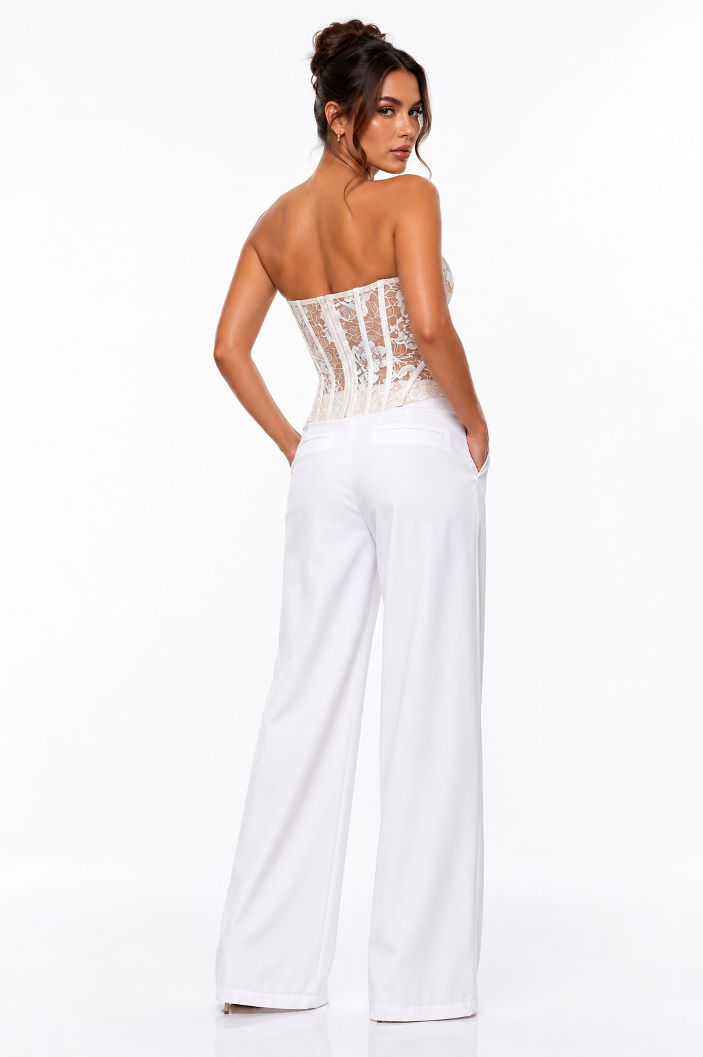 Brenda Lace Corset Pant - Blanco