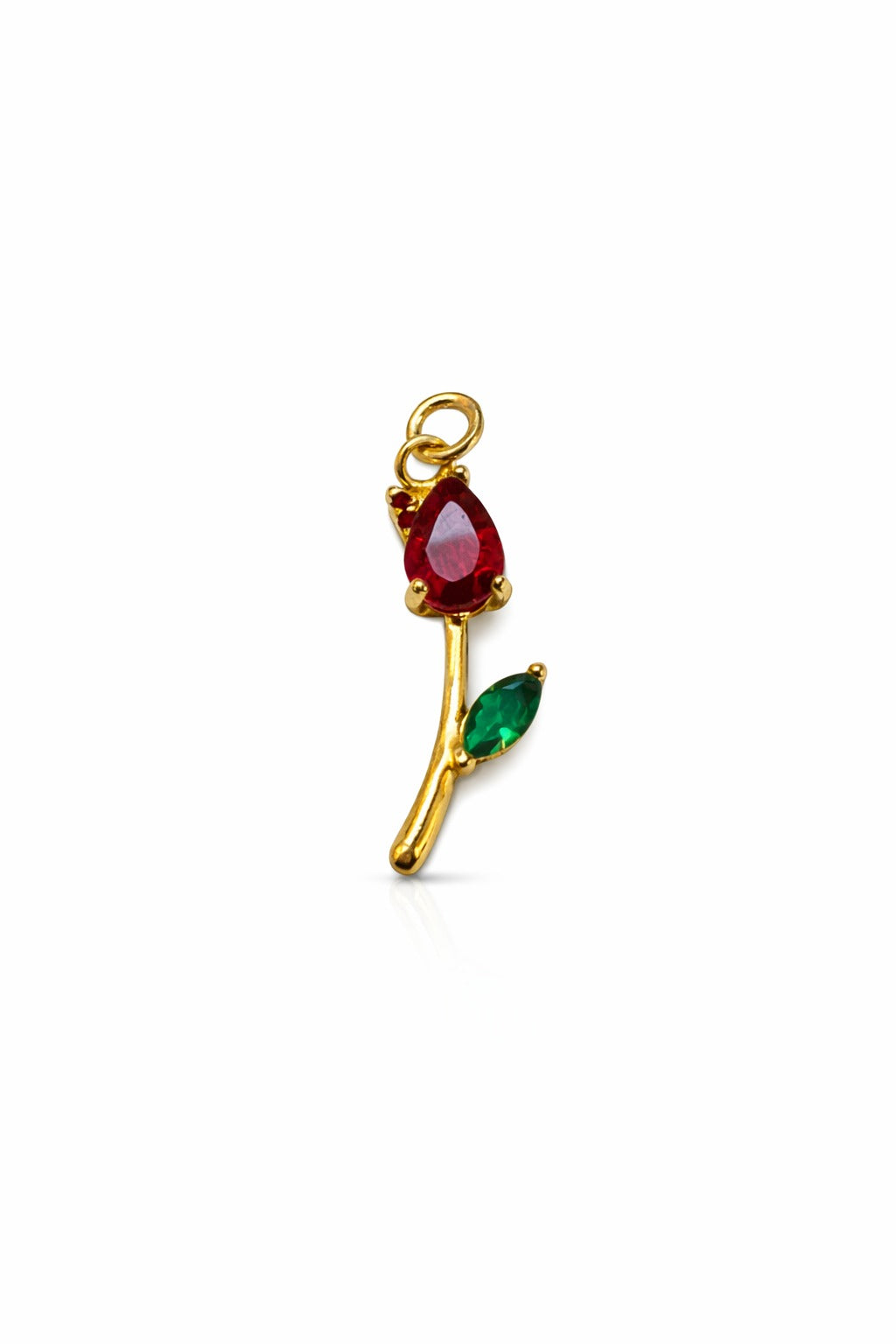 DIJE TULIPAN PEQUEÑO Y HOJA DE CRISTAL