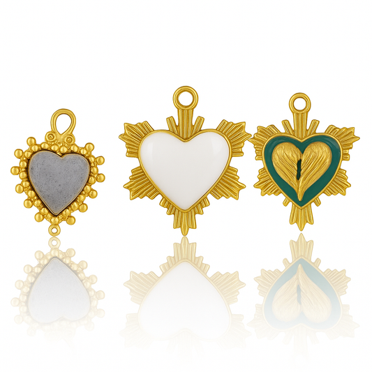 DIJE CORAZON COLORES BOLDE CON DESTELLOS