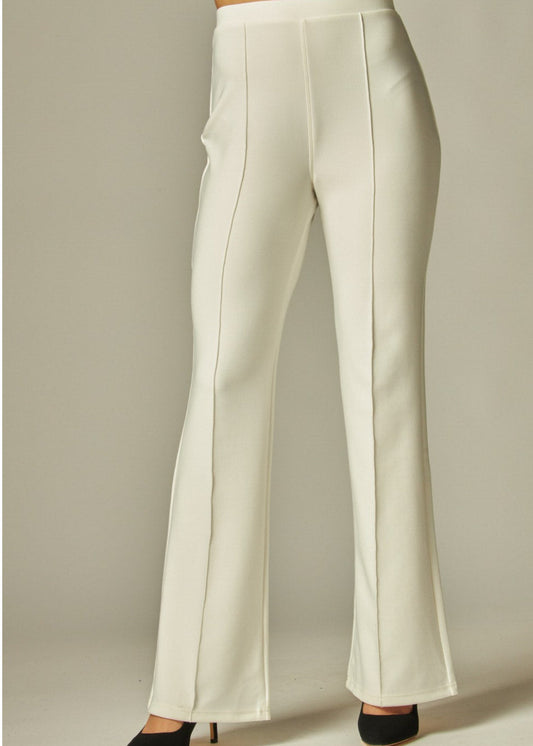 Pantalon basta ancha strech color bone