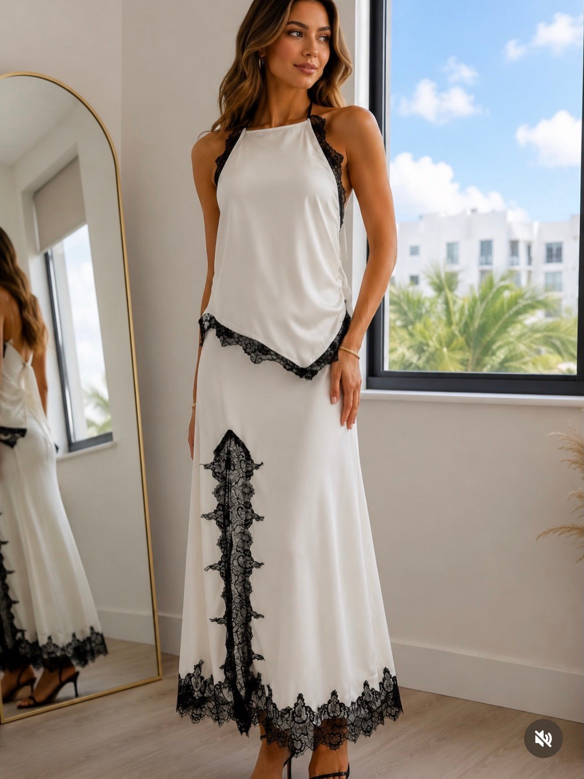 Falda Satin B/W