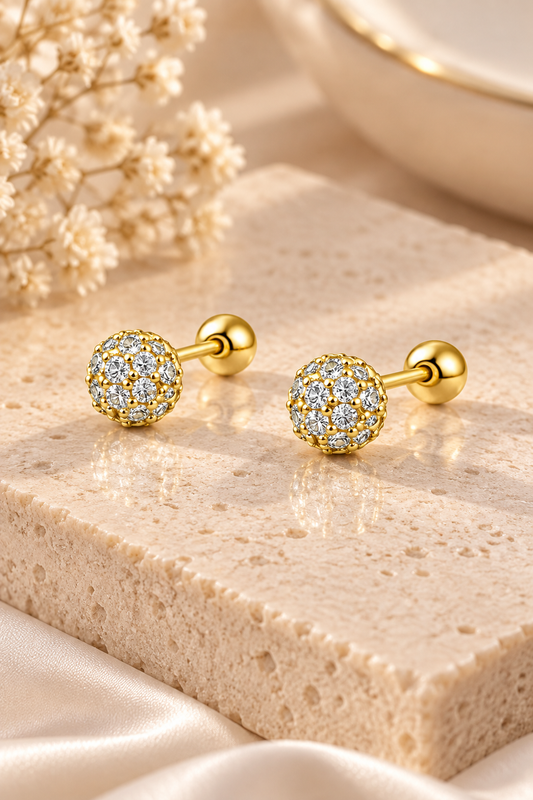 Aretes punto con circones oro 10K - Piercing