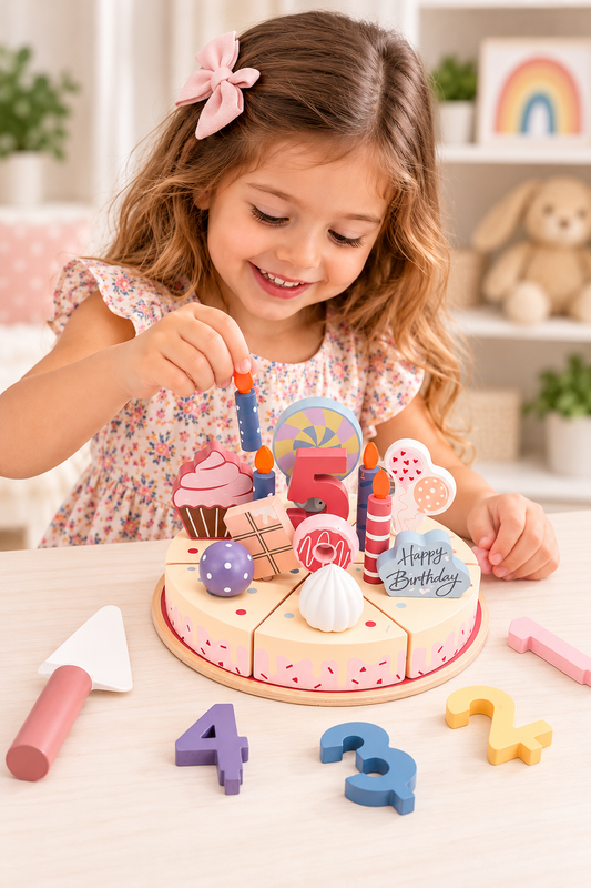 Wooden Birthday Cake Rosado