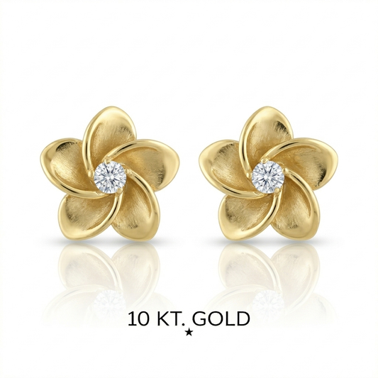 Arete flor con circon oro 10K - Piercing