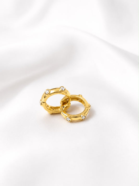 Argollas mini circones - acero y rodio