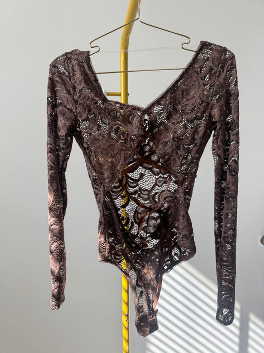 Body encaje marron