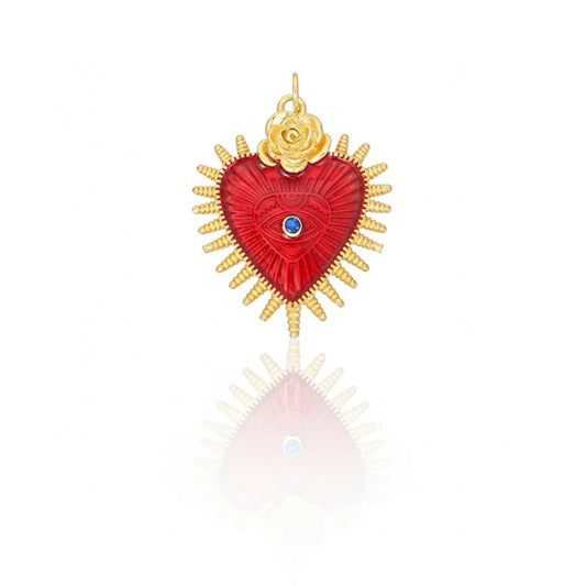 DIJE CORAZON FLOR CON OJO
