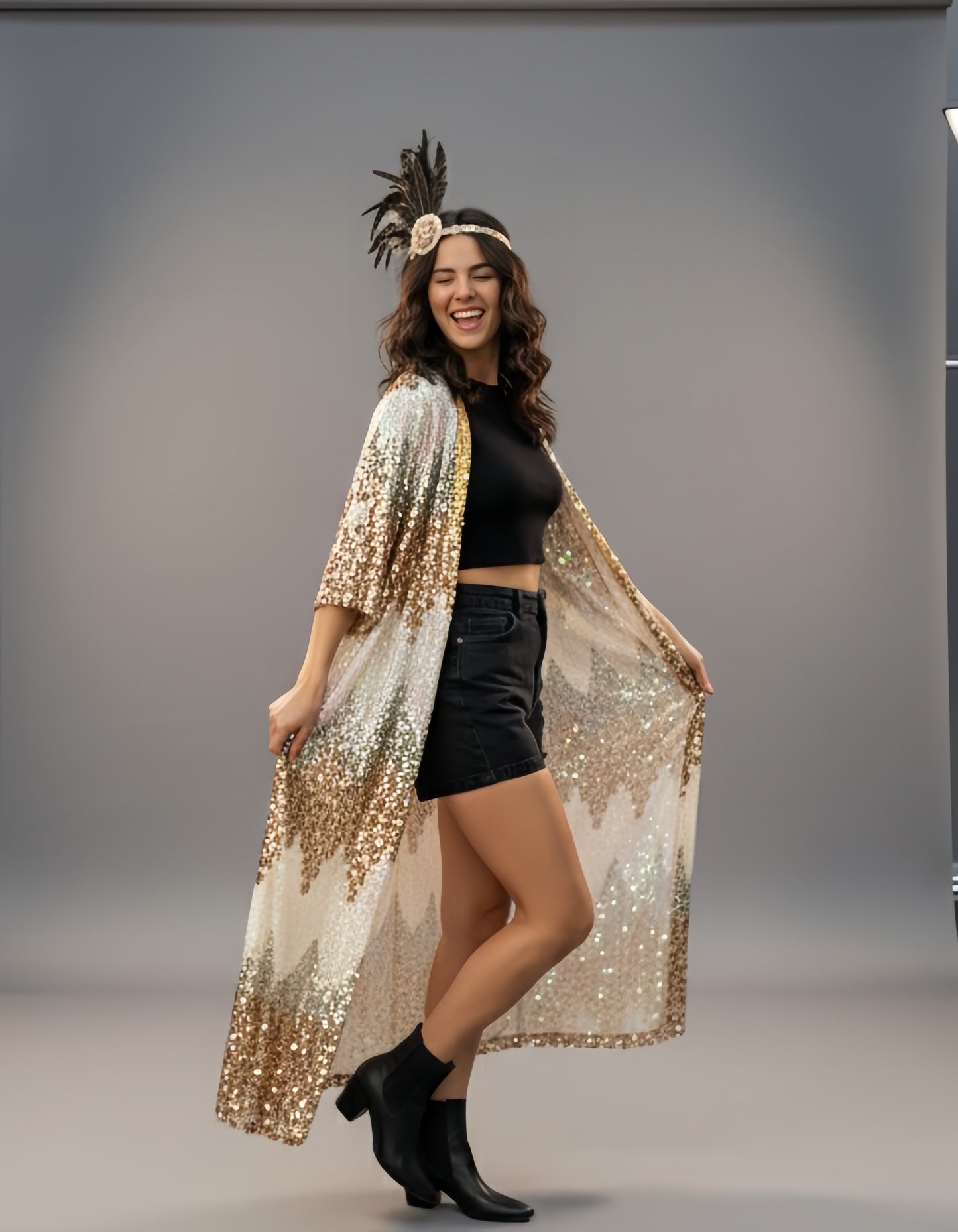 Zigzag Sequin Fantasy Kimono