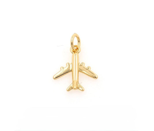 Dije mini avion liso dorado