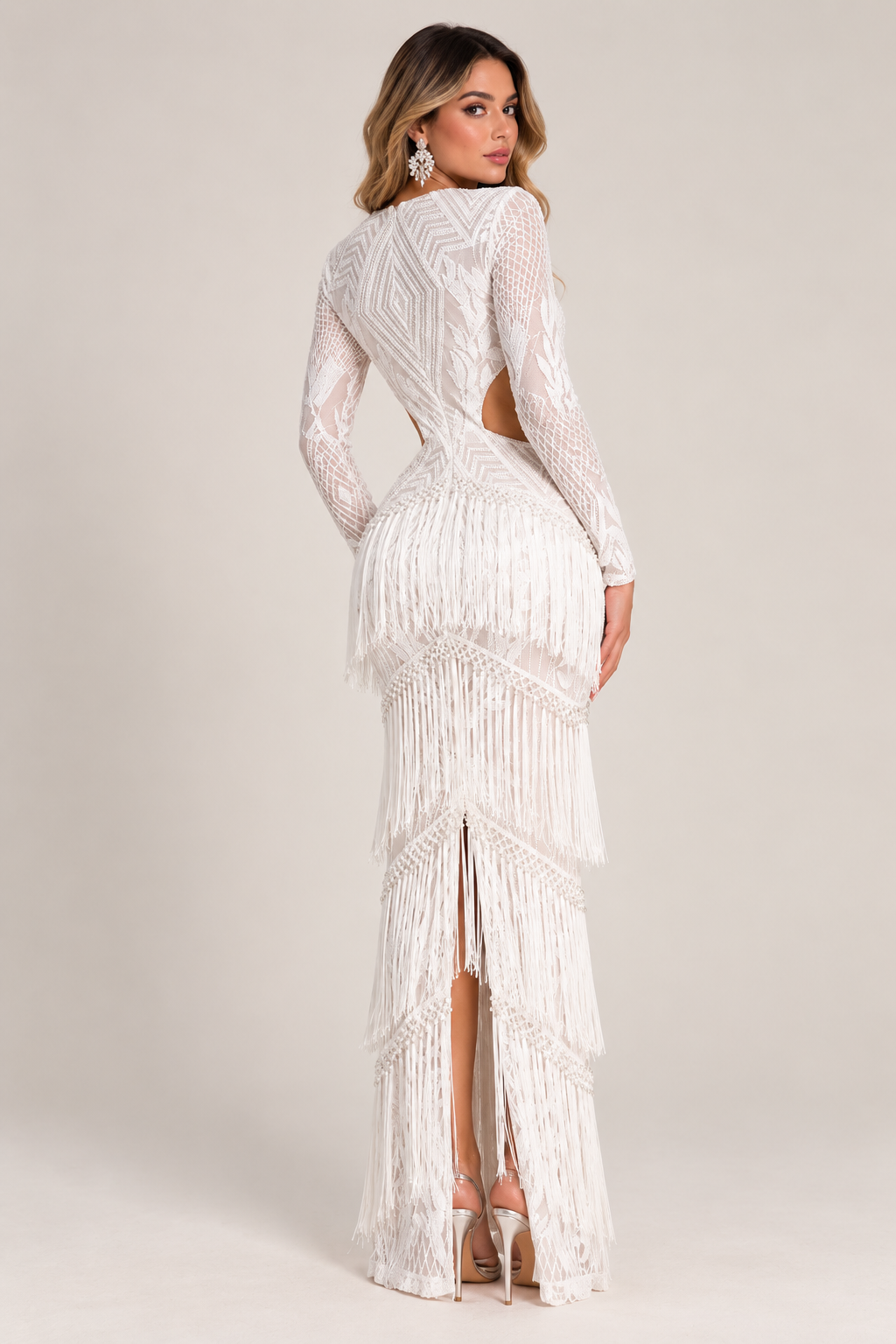 Bianca Fringe Dress - Blanco