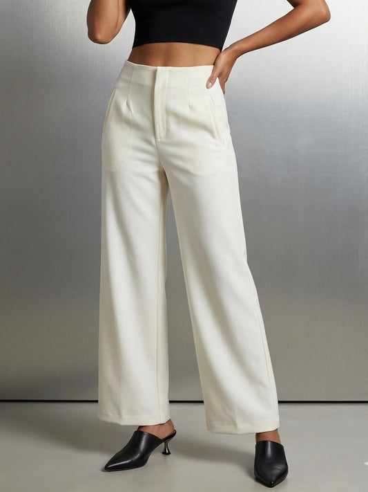 Sale Pantalon de vestir talle alto blanco