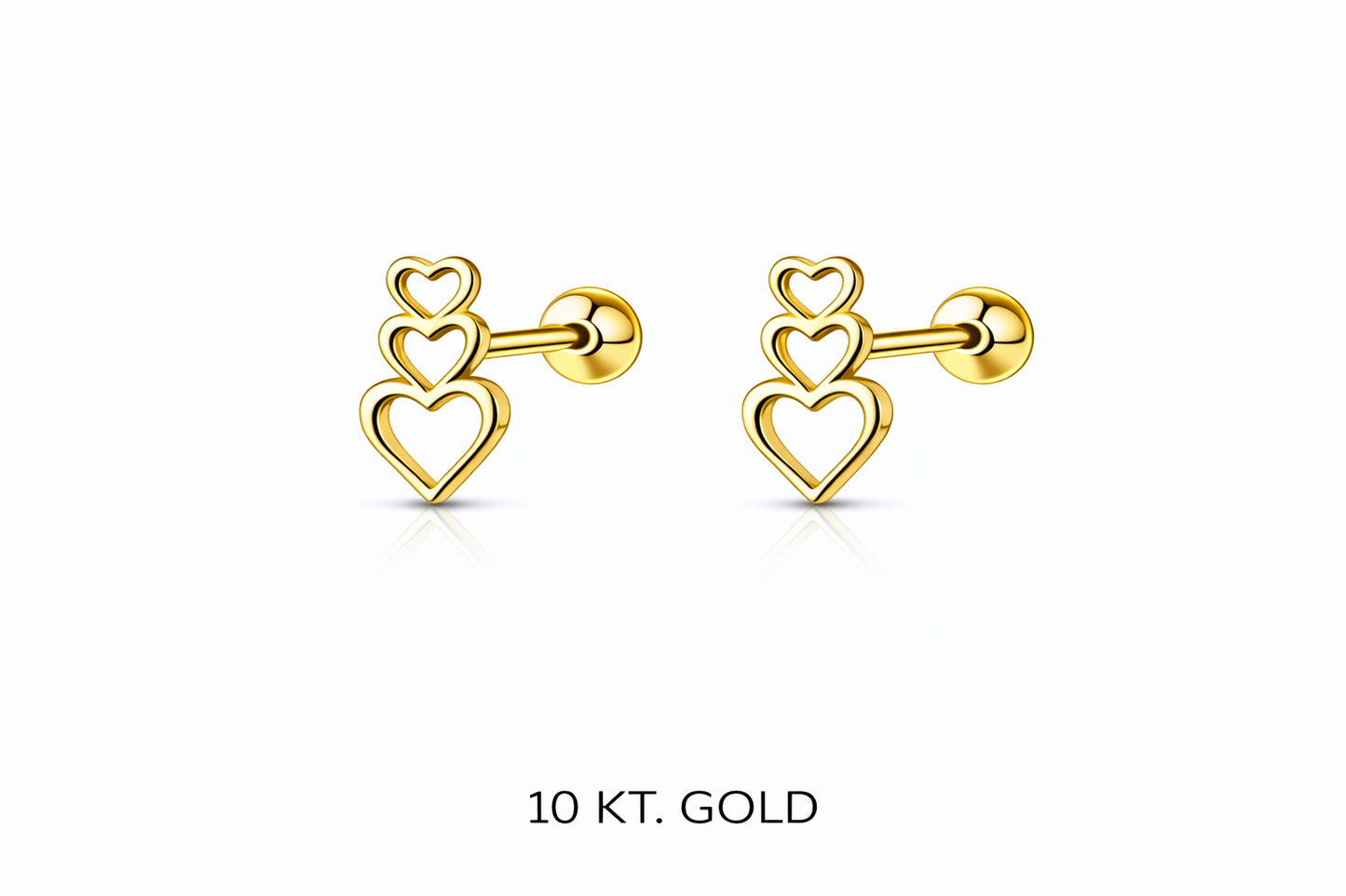 Topito Oro 10K silueta 3 corazones - Piercing