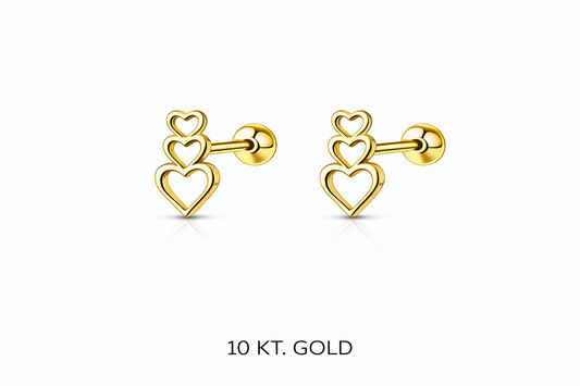 Topito Oro 10K silueta 3 corazones - Piercing