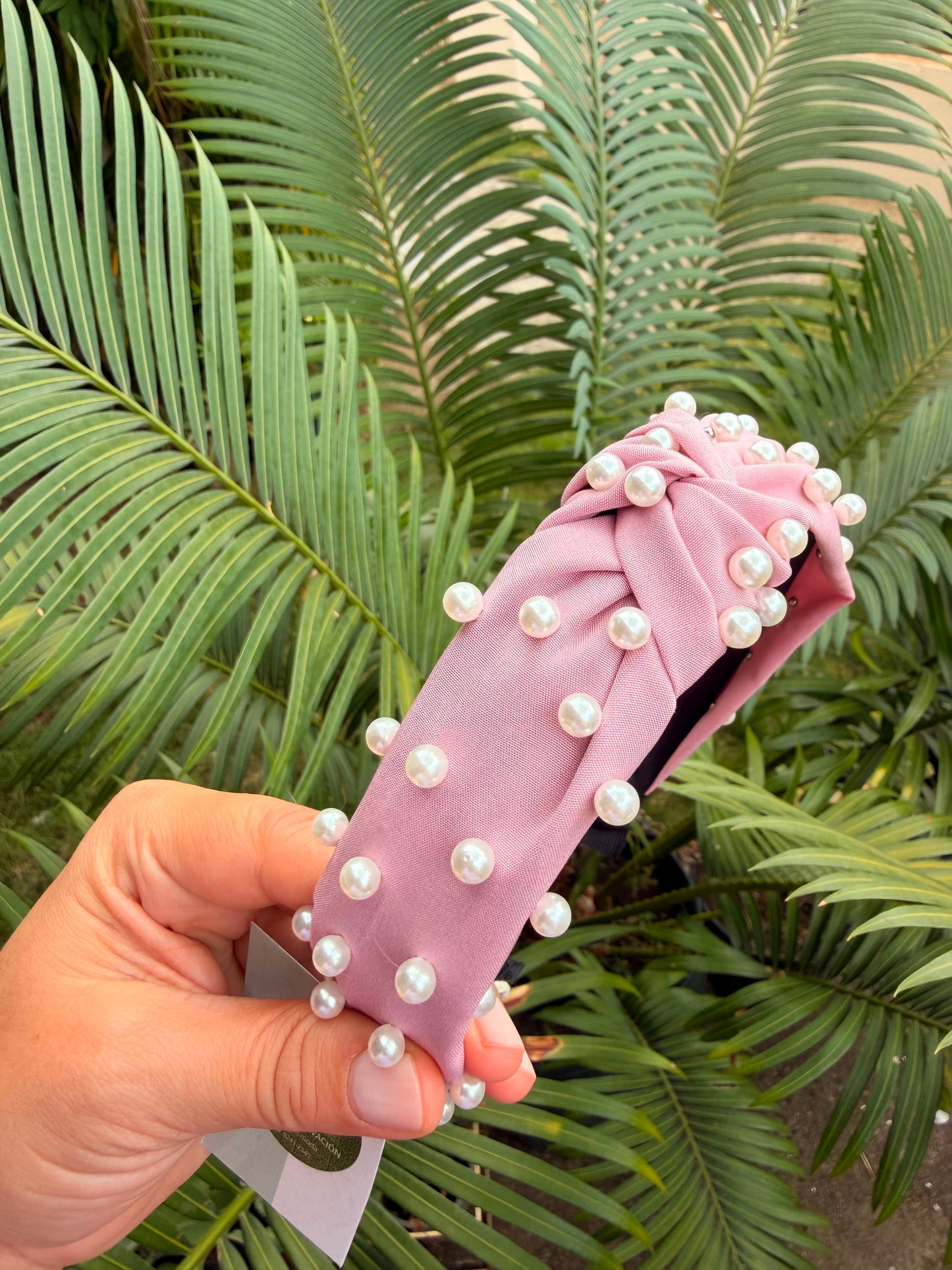 Diadema Rosa con perlas