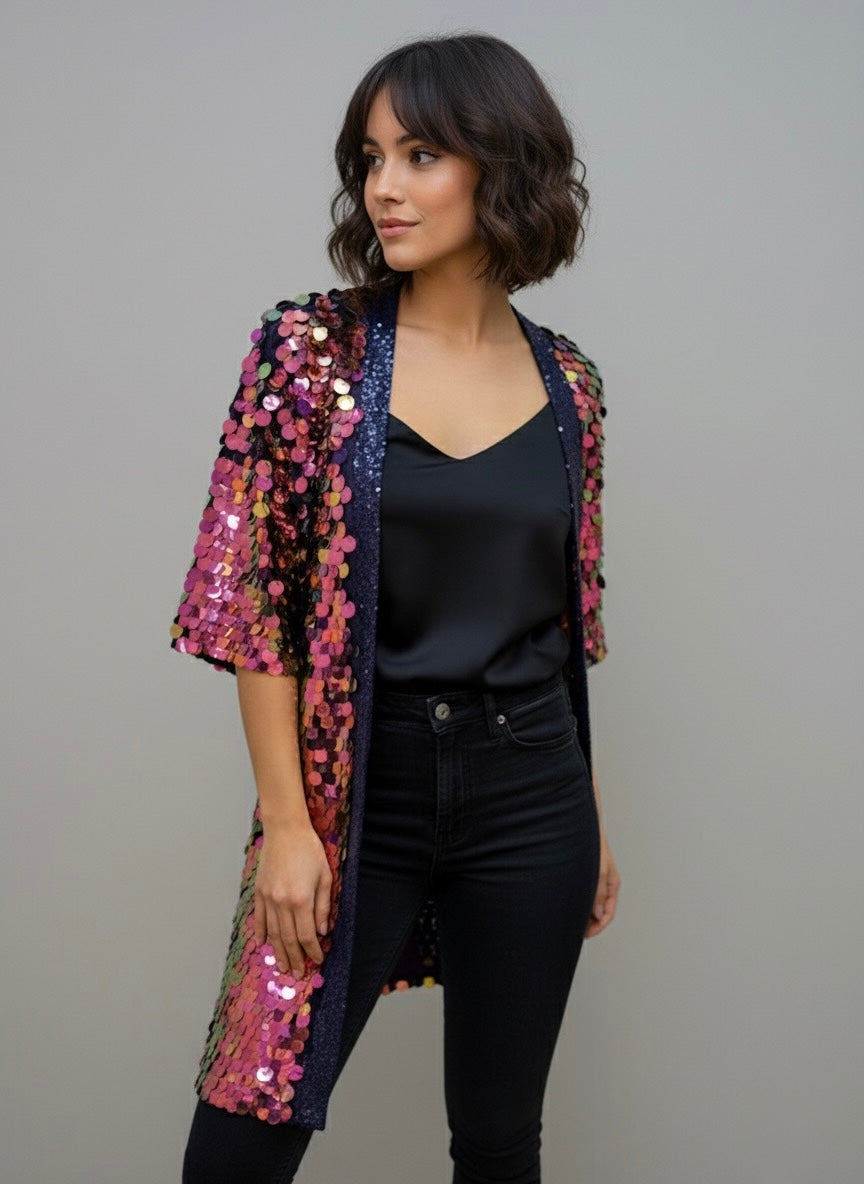 Iridescent Sequin Kimono
