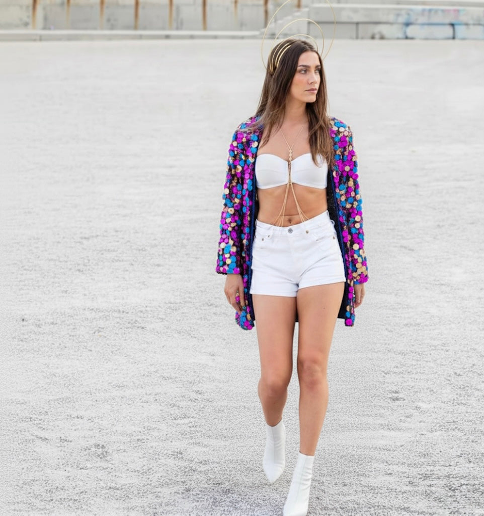 Mermaid Sequin Kimono Corto